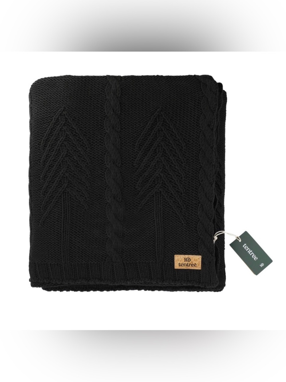 tentree Organic Cotton| Meteorite Black|Cable Knit Throw